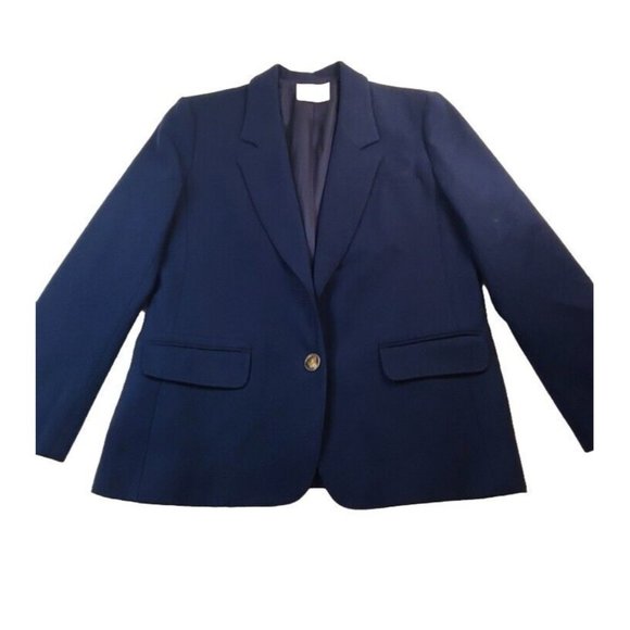 Vintage Pendleton Woolen Mills Blazer Jacket Size 4 Petite Blue Wool USA Button‎ - Picture 1 of 14